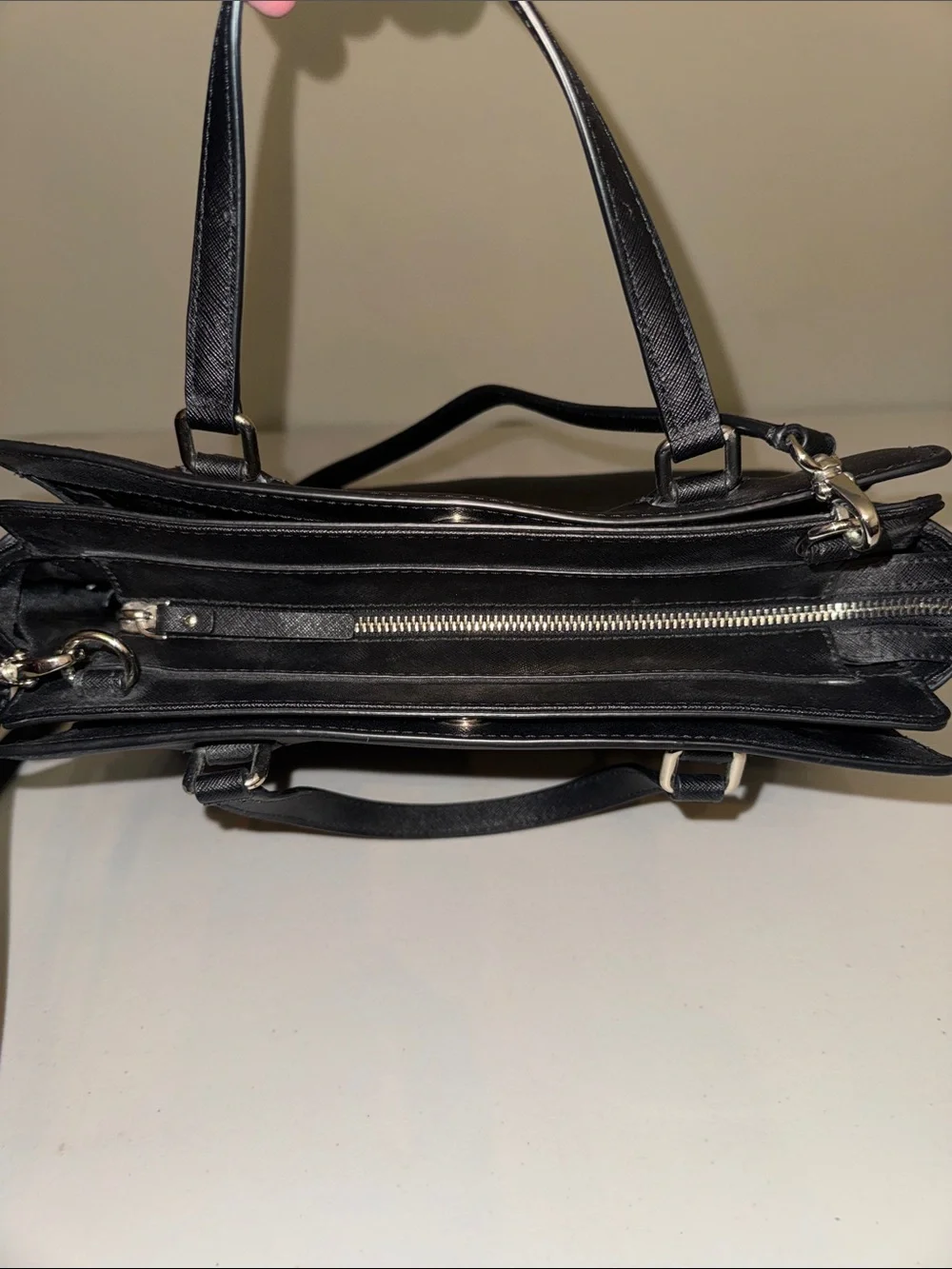 kate spade black saffiano leather satchel with detachable strap